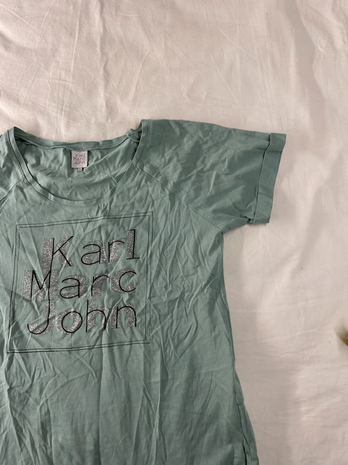 Groen bedrukt T-shirt Karl marc john stijl Y2K maat s – photo 6